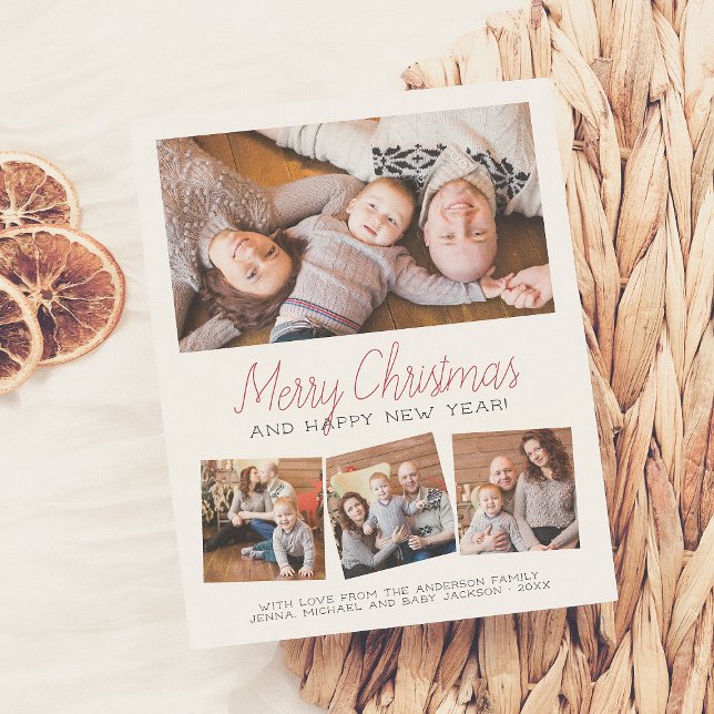 Cartão Postal Feliz Natal e Feliz ano novo 4 Fotos Colagem (Criador carregado)