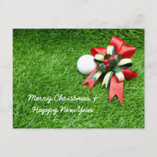 Cartão Postal Feliz Natal e Feliz ano novo para jogar golfista