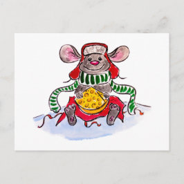 Cartão Postal Feliz Natal e Mouse de Queijo Feliz ano novo