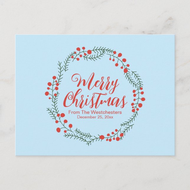 Cartão Postal Feliz Natal - Escuridão vermelha pálida azul-roxa  (Frente)