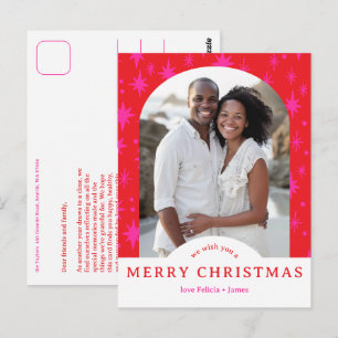 Cartão Postal FELIZ NATAL Estrelas Férias ARCO PERSONALIZADO FOT