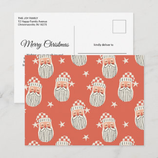 Cartão Postal Feliz Natal - Face de Papai Noel berçário inverno