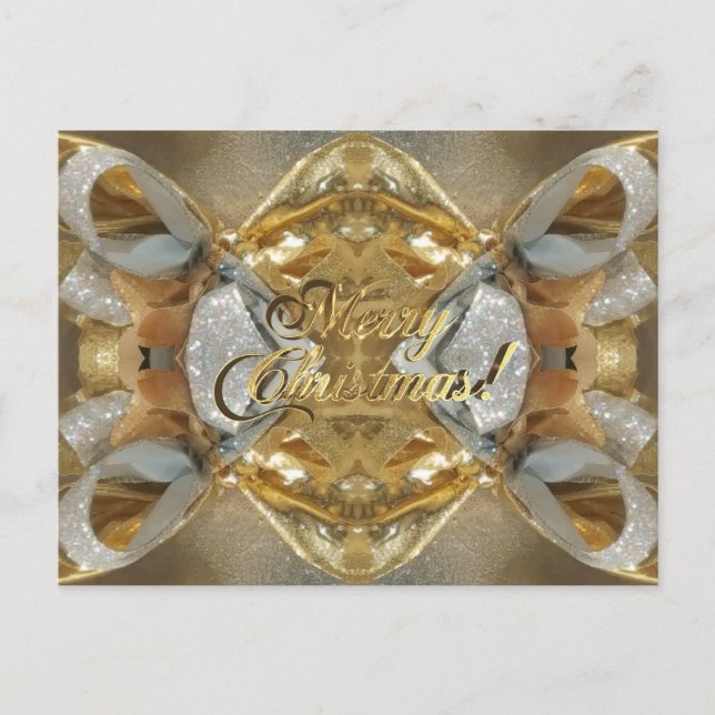 Cartão Postal Feliz Natal Faux Dourado Script Elegante Chic (Frente)