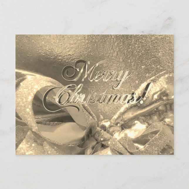 Cartão Postal Feliz Natal Faux Gold Foil Script Elegante (Frente)