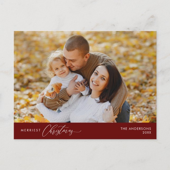 Cartão Postal Feliz Natal Foto da Família, Felicidade de Inverno (Frente)