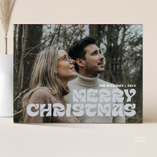 Cartão Postal Feliz Natal - Foto da Família, Na moda Elegante Ch