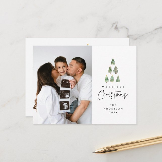 Cartão Postal Feliz Natal, Foto da Família Xmas Tree (Frente/Verso In Situ)