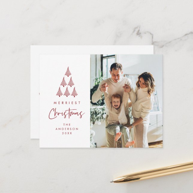 Cartão Postal Feliz Natal, Foto da Família Xmas Tree (Frente/Verso In Situ)