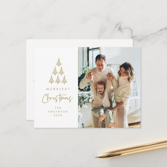 Cartão Postal Feliz Natal, Foto da Família Xmas Tree (Frente/Verso In Situ)