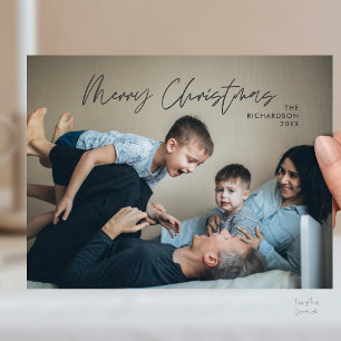 Cartão Postal Feliz Natal Foto de Família Moderno Minimalista