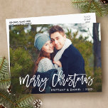 Cartão Postal Feliz Natal - Foto do Script de Pincel Moderno<br><div class="desc">Cartão-postal de Feliz Natal do Script de Pincel Moderno</div>