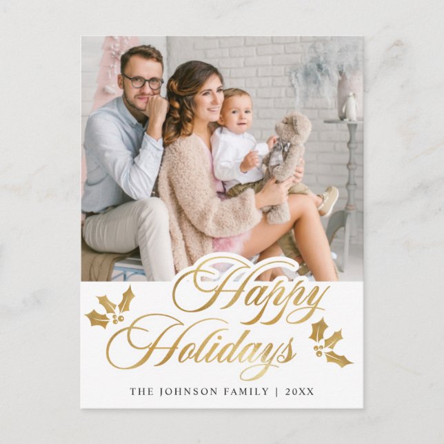 Cartão Postal Feliz Natal FOTO Feliz Feriados Saudação (Frente)