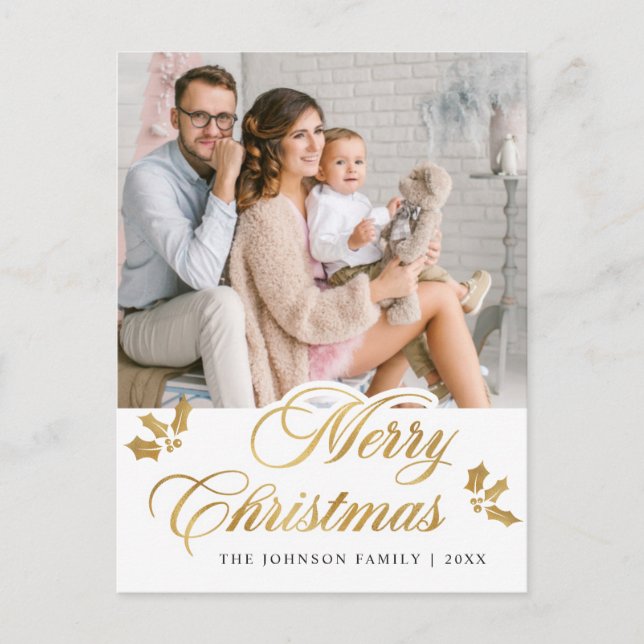 Cartão Postal Feliz Natal FOTO Feliz Feriados Saudação (Frente)