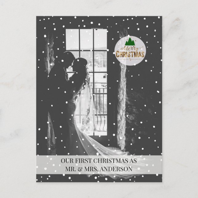 Cartão Postal Feliz Natal! Foto Karte Schneeflocken (Frente)