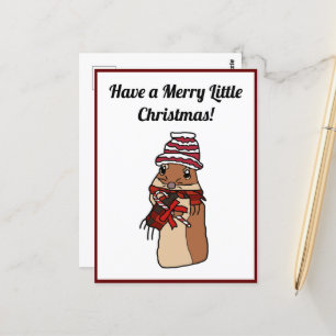 Cartão Postal Feliz Natal Hamster Gerbil Cartoon Holiday Pet