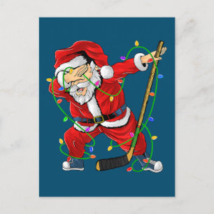 Cartão Postal Feliz Natal Hockey Dabbing Papai Noel
