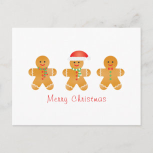 Cartão Postal Feliz Natal Homens de Pão de Mel Chapéu do Papai N