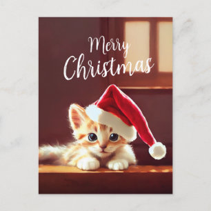 Cartão Postal Feliz Natal Kitten