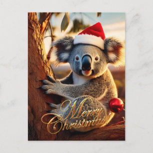Cartão Postal Feliz Natal Koala sentado em Gumtree