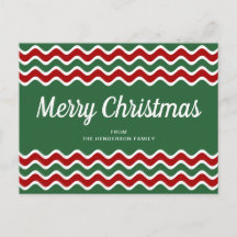 Feliz Natal Listras de Onda Verde Vermelho Fofo