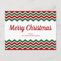 Feliz Natal Listras de Onda Vermelho Verde Fofo