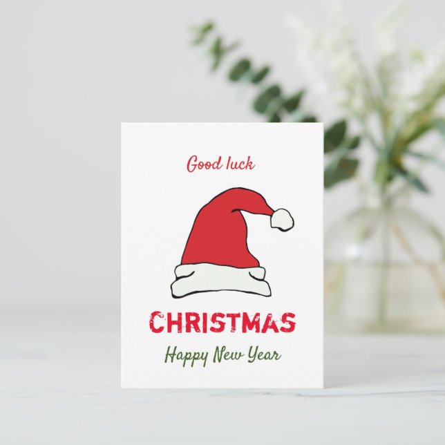 Cartão Postal Feliz Natal minimalista e Ano novo (Em pé/Frente)