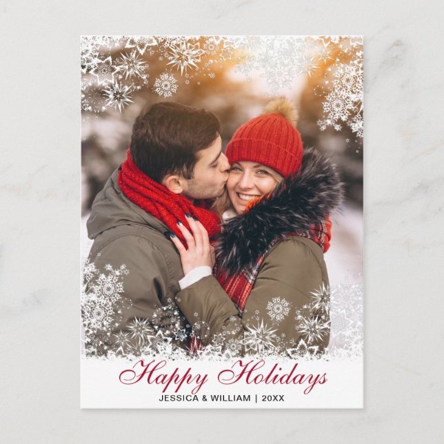 Cartão Postal Feliz Natal Moderno Escovo Escorregando Saudação (Frente)