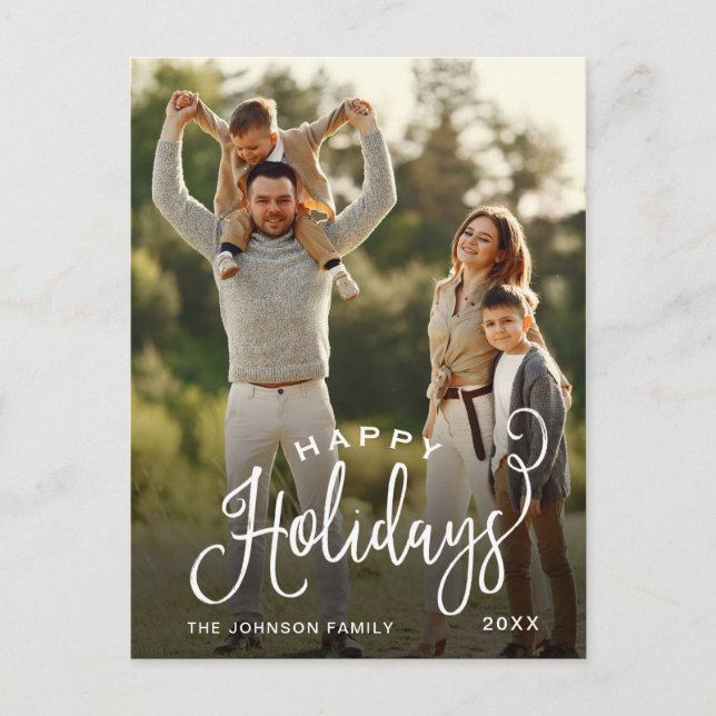 Cartão Postal Feliz Natal Moderno Feriados FOTO Saudação de Nata (Frente)