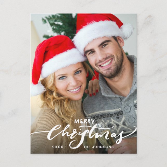 Cartão Postal Feliz Natal Moderno FOTO Saudação Feriado (Frente)