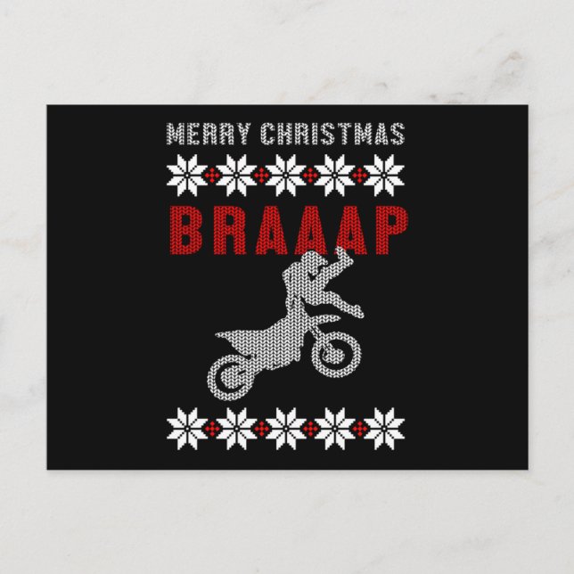 Cartão Postal Feliz Natal Motocross Ugly Christma (Frente)