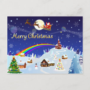 Cartão Postal Feliz Natal na Lua Cheia