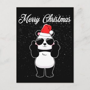 Cartão Postal Feliz Natal Panda Dedo Médio Rude Xmas Feia