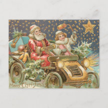 Feliz Natal Papai Noel Dirigindo Carro Antigo
