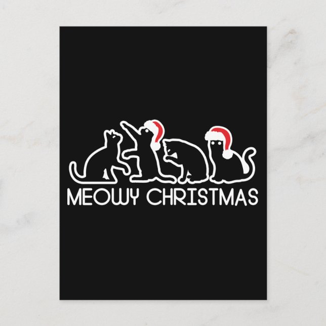 Cartão Postal Feliz Natal, Papais noeis Bonitos Gatos Natal (Frente)