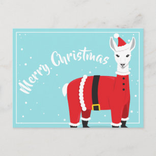 Cartão Postal Feliz Natal Papais noeis de animais Llama