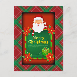 Cartão Postal Feliz Natal Papais noeis Tartan Xadrez