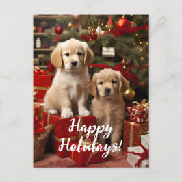 Cartão Postal Feliz Natal para Cachorros Felizes