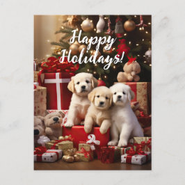 Cartão Postal Feliz Natal para Cachorros Felizes
