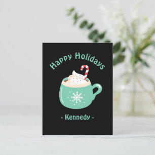 Cartão Postal Feliz Natal Pastel Blue Chocolate Cup