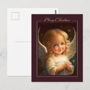 Cartão Postal Feliz Natal. Pequeno Anjo de Natal 