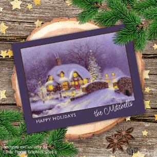 Cartão Postal Feliz Natal Personalizado Inverno Encantado Aquare