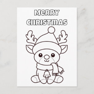 Cartão Postal Feliz Natal Pinte-me Rena