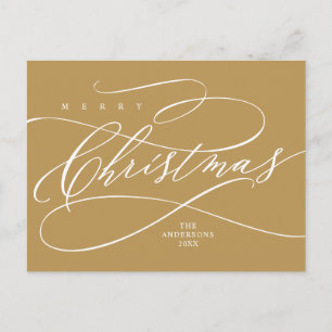 Cartão Postal Feliz Natal, Pos Caligrafia de Saudação de Tempora