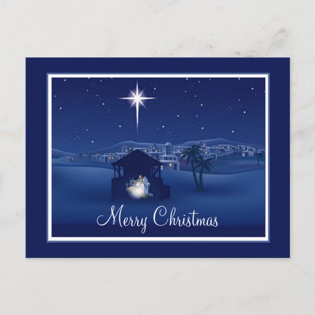 Cartão Postal Feliz Natal presépio (Frente)