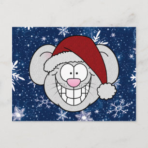 Cartão Postal Feliz Natal Rato Papai Noel Gráficos Malucos