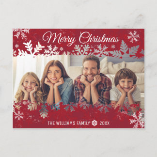 Cartão Postal Feliz Natal RED Snowflake FOMT Família FOMA