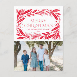 Cartão Postal Feliz Natal Red Wreath