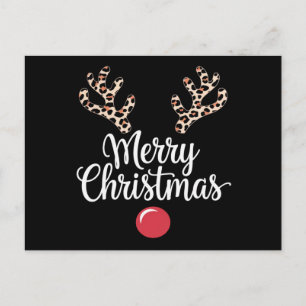 Cartão Postal Feliz Natal Reindeer Família Natal Presente