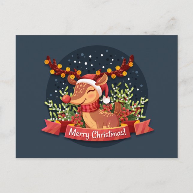 Cartão Postal Feliz Natal Rudolph (Frente)