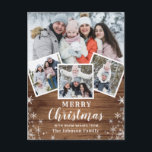 Cartão Postal Feliz Natal Rustic 4 PHOTO Collage Saudação<br><div class="desc">Feliz cartão postal de saudação de 4 FOTOS,  Rustic de Natal.</div>